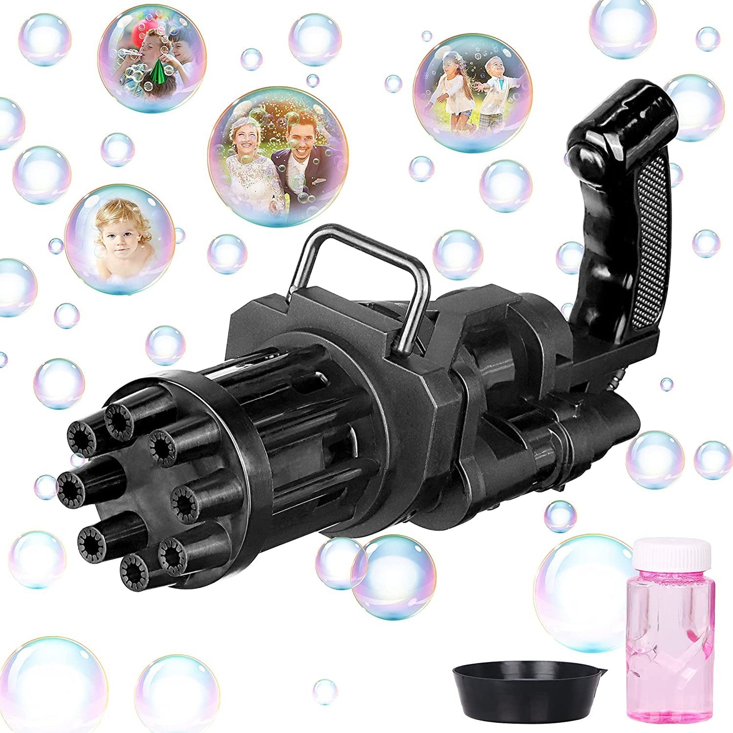 8 Hole Battery Operated Bubbles Gun Toys for Boys and Girls (1 Piece) - Outdoor Playtime Fun | Evergreen Mart