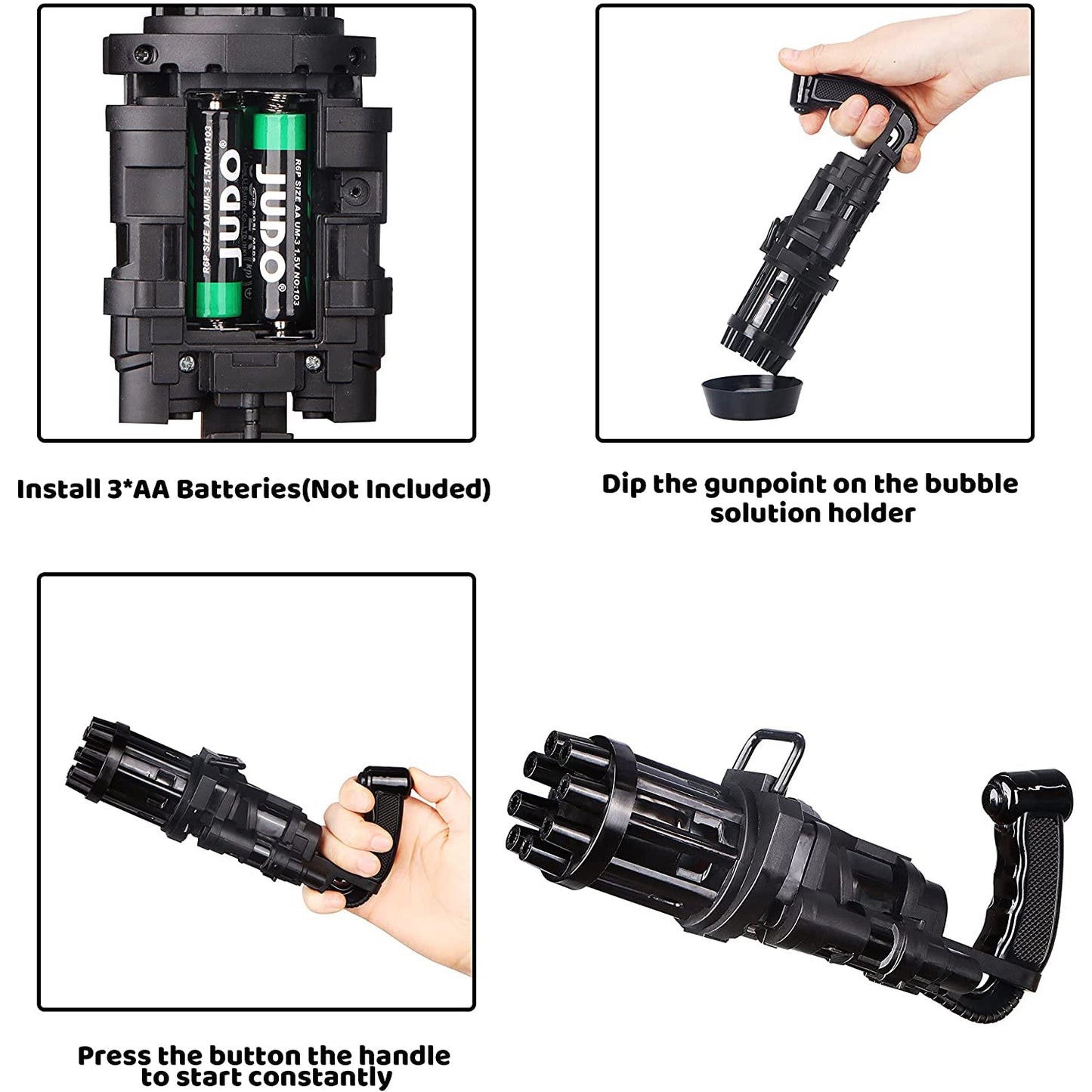 8 Hole Battery Operated Bubbles Gun Toys for Boys and Girls (1 Piece) - Outdoor Playtime Fun | Evergreen Mart
