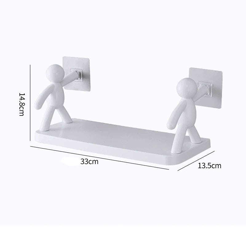 Premium ABS Plastic Wall Mounted Floating Shelf Racks (No Drilling - Shelf Adhesive) | Space-Saving Bathroom Accessories | Evergreen Mart