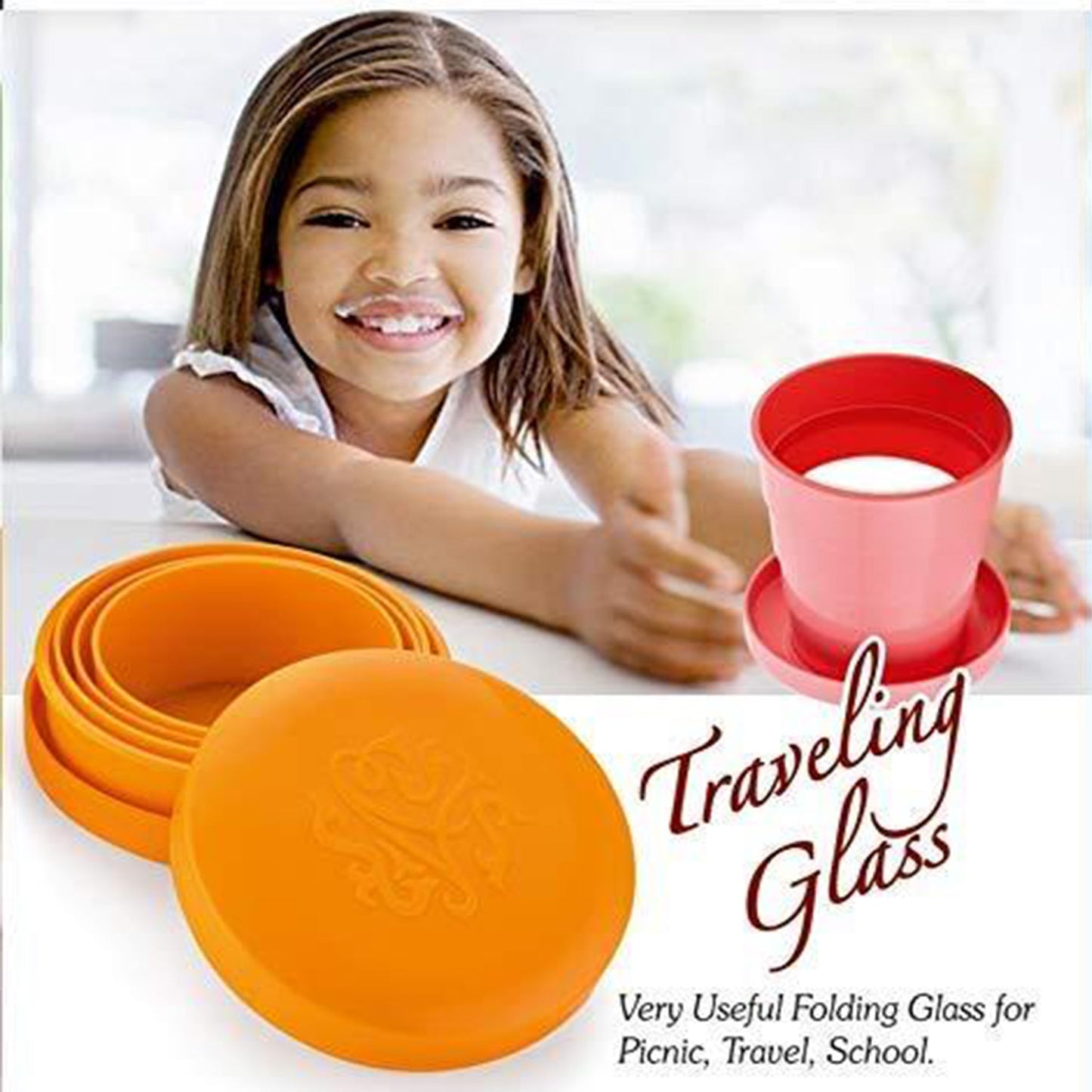 Unbreakable Magic Cup Folding Pocket Glass for Traveling - Compact & Convenient (Pack of 4) | Evergreen Mart