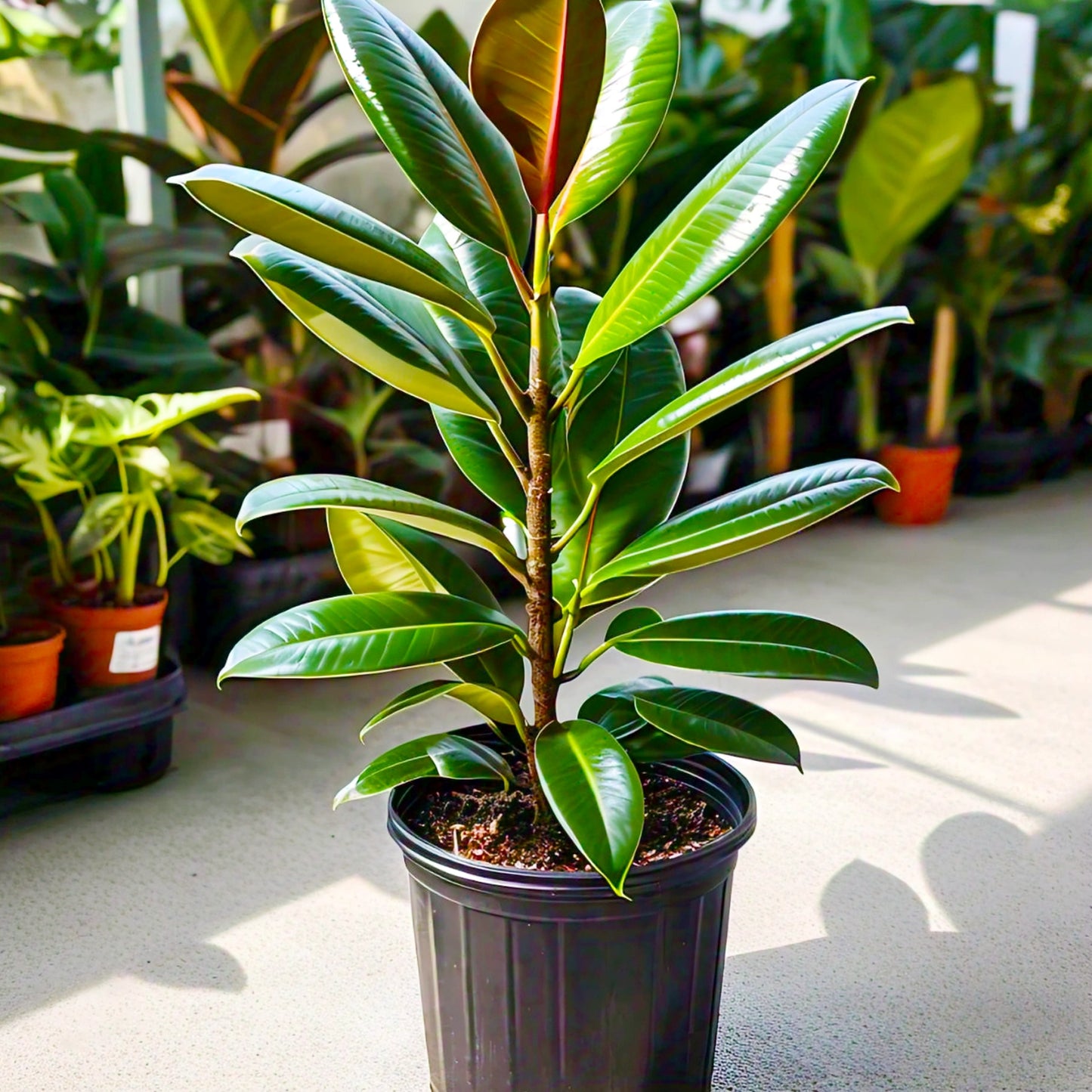Rubber Plant (Ficus elastica) - Indoor Decorative Plant | Air-Purifying | Evergreen Mart