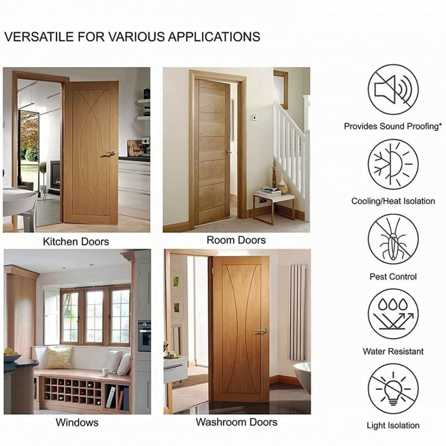 Pack of 4 Brown Door Seal Twin Draught Draft Guards - Energy Saver, 98 cm (39 inches) | Evergreen Mart