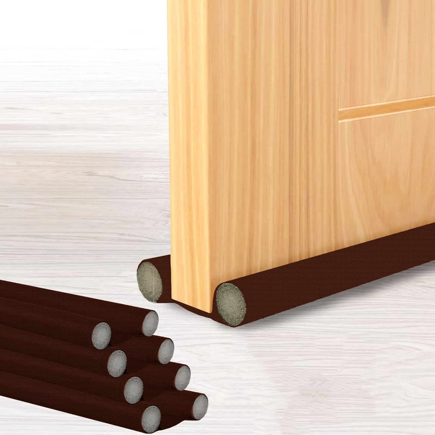 Pack of 4 Brown Door Seal Twin Draught Draft Guards - Energy Saver, 98 cm (39 inches) | Evergreen Mart