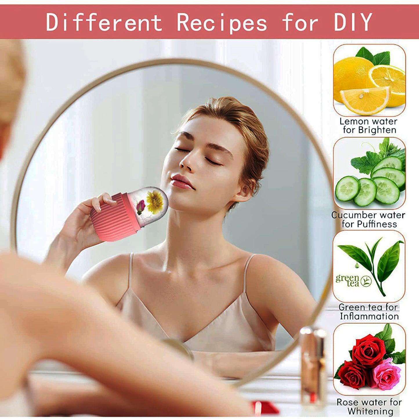 Glowing Skin Ice Roller for Women - Easy Facial Massage | Puffy Eyes Relief - Unbreakable & Reusable (Multicolor) | Evergreen Mart